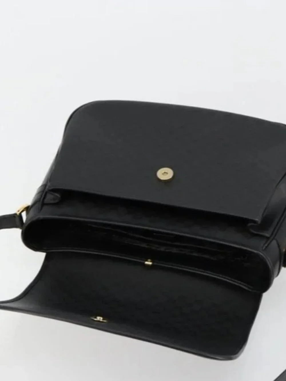 GUCCI Micro GG Supreme Shoulder Bag PVC Black Gold 001 256 1044 Auth 180209